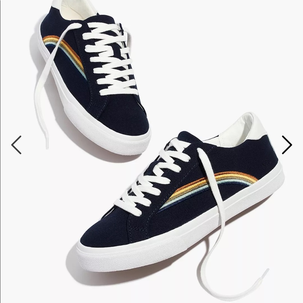 Brand new, never worn Madewell Sidewalk Low-Top Sneakers - Navy/Rainbow.